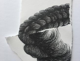Tangled 2 - 9 in. x 7 in.(framed) - Pen and Ink drawing, 2019