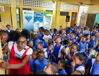 Alexandra C Stewart performing during a Primary School Tour 