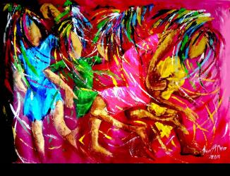 7.	Tradition Masquerade, “Adan sé moun-an ka dansé, mé adan yo ka pléwé.” (Translation from St Lucian French Kwéyòl, “Some of the people are dancing but some of them are weeping”.) 