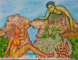 Isthme (Vacuum Kiss) oil and acrylic painting on canvas 130x165 cm 2022