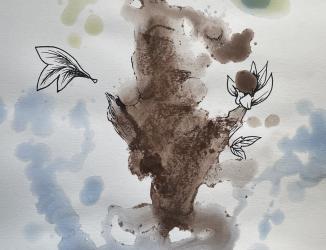sans titre 3, 24x32, lavis pastel et feutre acrylic on paper