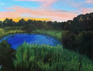 Priory Dawn 2021 acrylic on canvas panel 