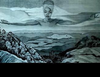 Fear vs Faith 2020 charcoal on bristol paper