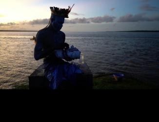 A Still Frame from video perfromance series "Why Is Our Womb Bleeding Blue?", 2024