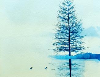 Self isolation chinese inspired ink painting