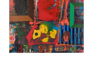 Endgame” Acrylic on canvas, 57 X 40 inches, 2021 Edge – Of – Sound – A – Torn – Flag – Flying This is about looking at news on television and seeing some conflict or war or confrontation ending with a whimper not with a bang.