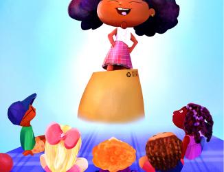 Little Jamaican girl standing on a box speaking proudly to her classmates