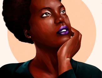 Headshot of a black woman in a velvet jacket